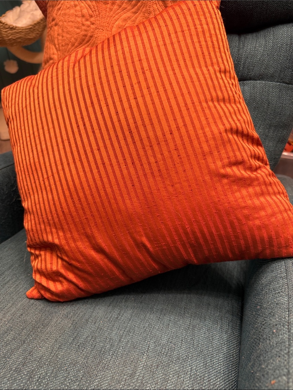 Orange Striped Decorative Throw Pillow - Unbranded